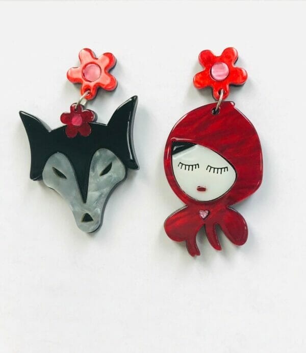IMG_5136 Little Red Riding Hood And Wolf Earrings