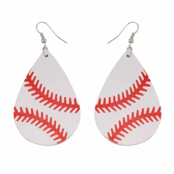 IMG_5253 Leather Baseball Earrings Wholesale