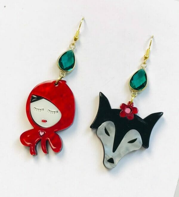 IMG_5839 Little Red Riding Hood And Wolf Earrings