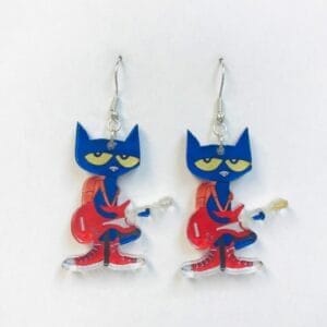 Acrylic Pete The Cat Earrings, Rocking In My School Shoes