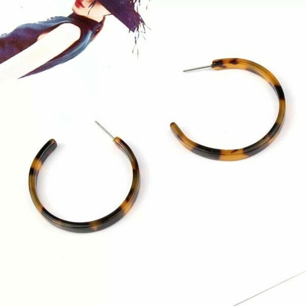 Hoop Acetate Tortoise Statement Earrings