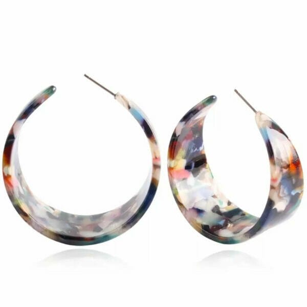 Multi color Hoop Acetate Tortoise Shell Statement Earrings