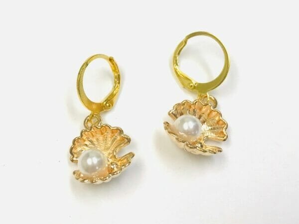 IMG_7568 Gold Color Pearl Shell Earrings