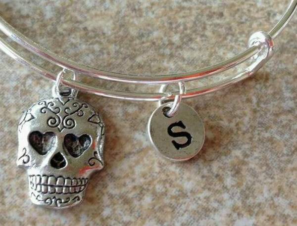 IMG_8030 Sugar Skull Initial Bangle