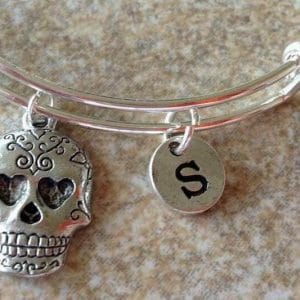Sugar Skull Initial Bangle