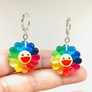 Smiling  Face Sun Flower Earrings, Hippie Earrings
