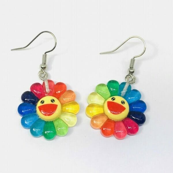 IMG_8254 Smiling Face Sun Flower Earrings, Hippie Earrings