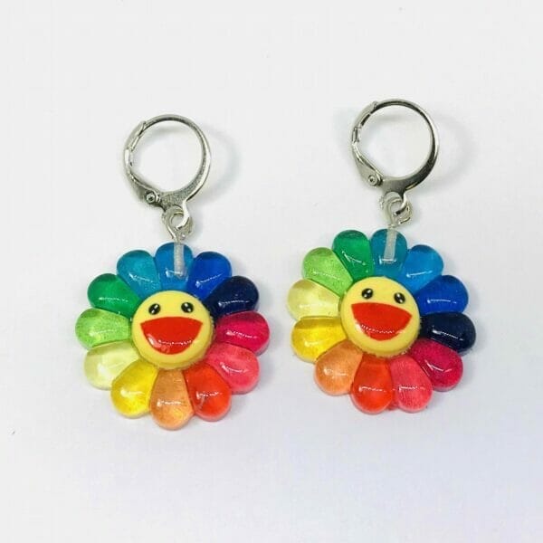 IMG_8255 Smiling Face Sun Flower Earrings, Hippie Earrings