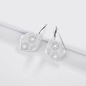 IMG_8593 Fancy Embossing Flower Silver Earrings