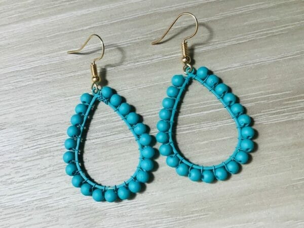 IMG_E0029 Orange Tear Drop Woven Earrings