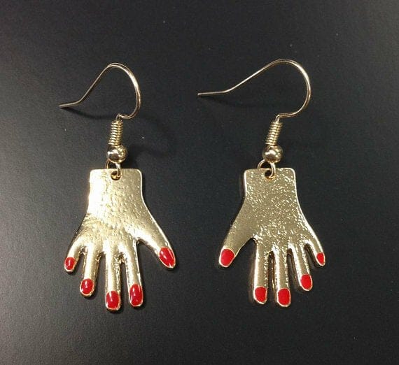Red Finger Nail Novelty Earrings