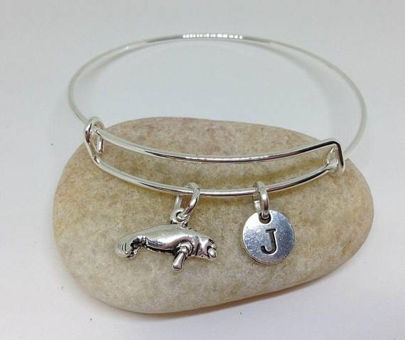 Initial_Bangle_Manatee Manatee Charm Bangle Bracelet
