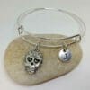 Sugar skull Charm Initial bangle bracelet