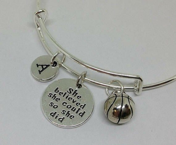 Initial_bangle_Basketball Basketball Bangle Bracelet