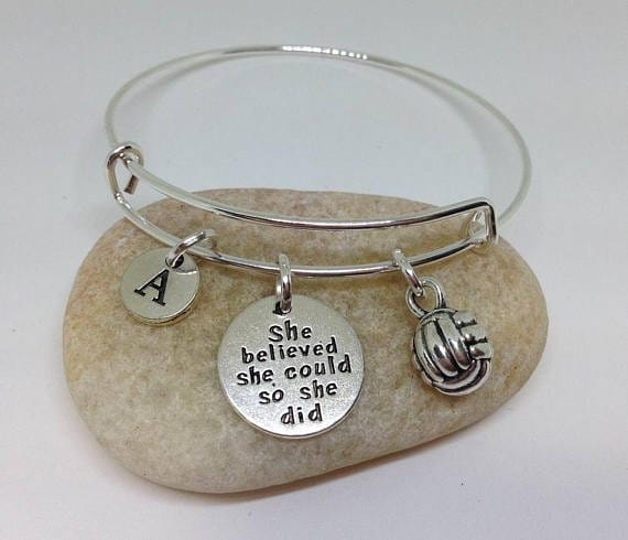 Initial_bangle_Volleyball Volleyball Bangle Bracelet