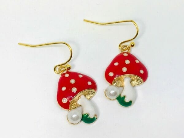 MagicmushroomFrenchearring Red Mushroom Earrings