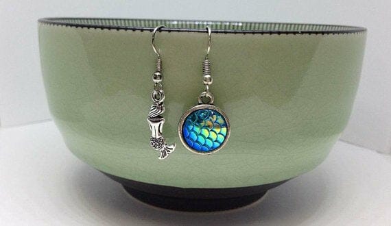 Mermaid_In_Blue_Ocean_Earrings Mermaid Charm Earrings