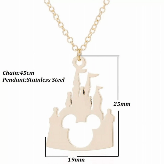 MickeyCastleNecklaceGold Mickey Castle Necklace, Disney Necklace
