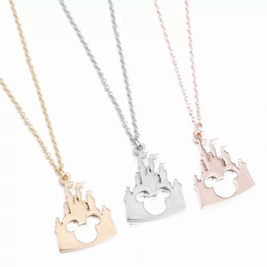MickeyCastleNecklaceSilver Mickey Castle Necklace, Disney Necklace