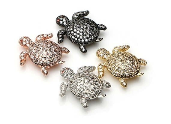Micro Pave Spacer Turtle bead, Beads