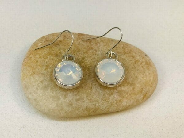 OpelMoonCrystalEarrings_birthstoneJewelry Moon Stone Birthstone Earring