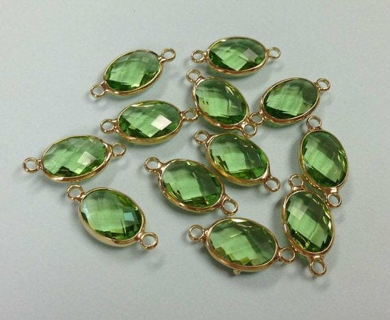 Oval_Birthstone_Connector_August_-_Peridot Oval Birthstone Connector