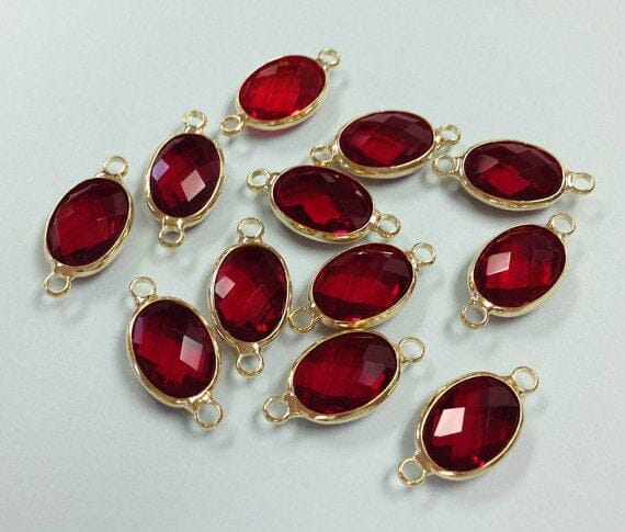 Oval_Birthstone_Connector_January_-_Garnet Oval Birthstone Connector