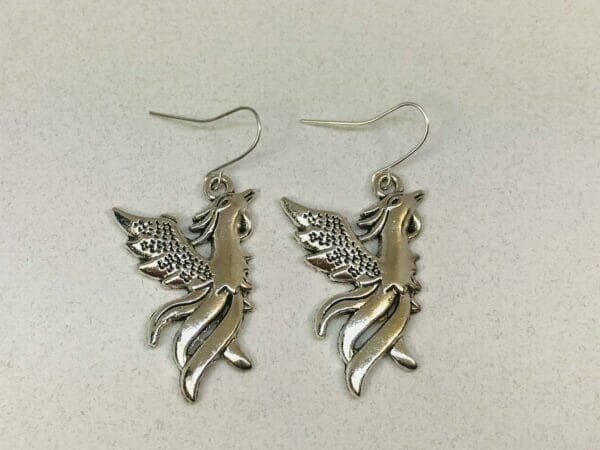 PhoenixCharmEarrings_FantasyEarrings Phoenix Earrings Bird Earrings