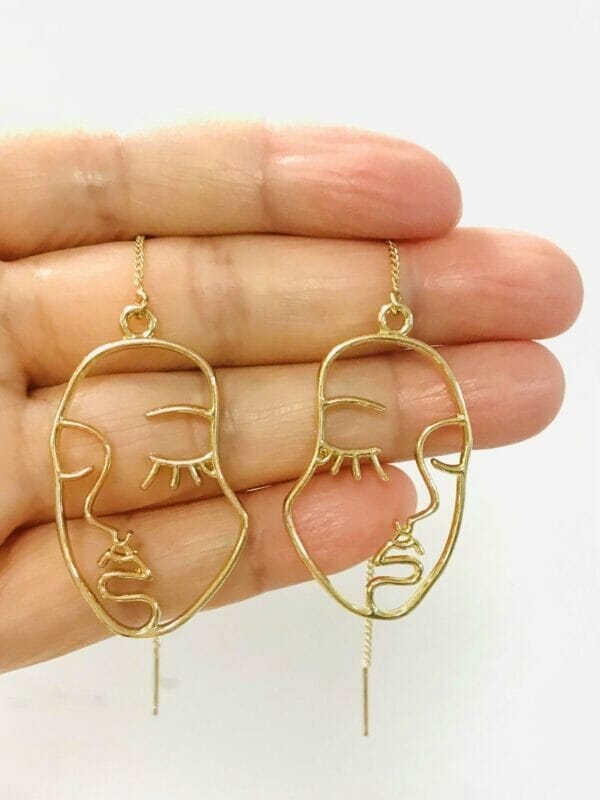 PicassoFacethreaders Wholesale Hollow Abstract Face Threaders Earrings