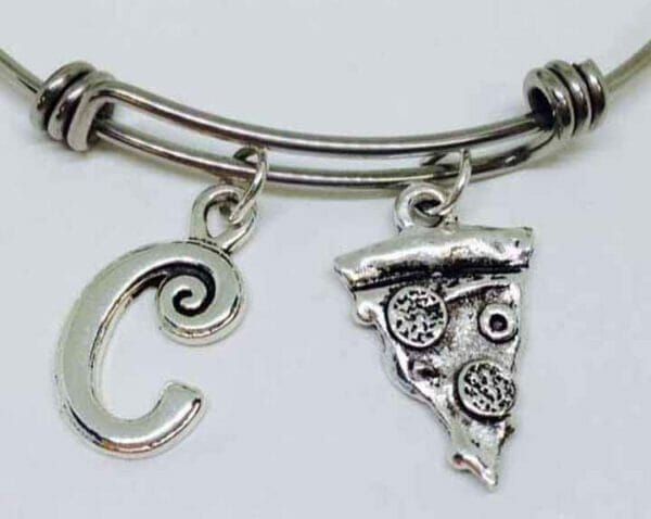 Pizza_W_Initial pizza charm bracelet wholesale