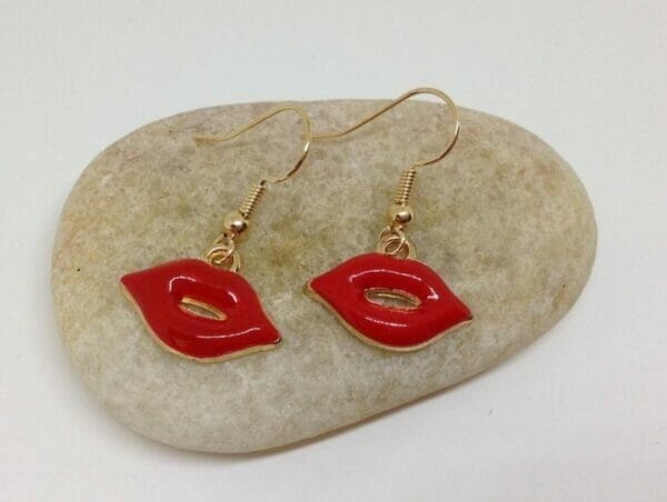 RedLipsEarrings Red Lips enamel earrings