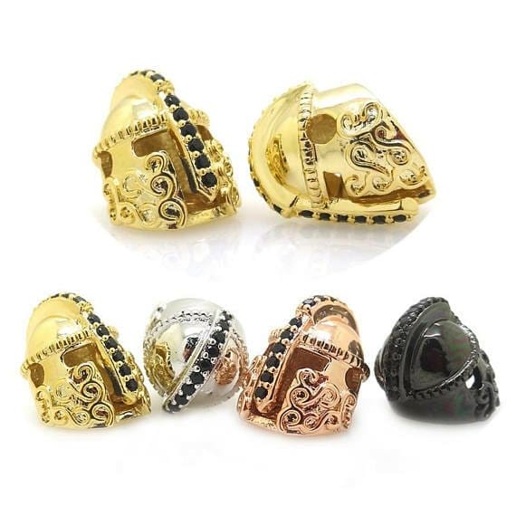 Micro Pave CZ Roman Warrior Helmet Beads