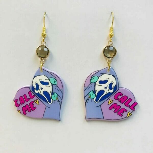Skullpinkacralicearrings Skull pink acralic punkEarrings