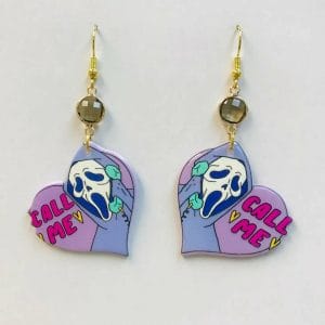 Skull pink acralic  punkEarrings