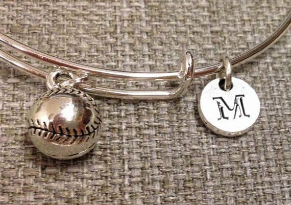 Softball_Bangle Softball Charm Bangle, Basetball bracelet