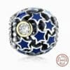 925 Sterling Silver Blue CZ Starry Night Charm, Pandora Charm, Fits Pandora Bracelets