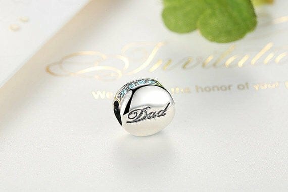 925 Sterling Silver Blue Dad Charm, European Charm, Fits Pandora Bracelet