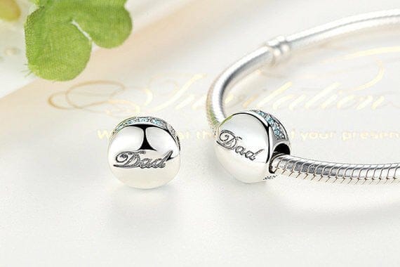 925 Sterling Silver Blue Dad Charm, European Charm, Fits Pandora Bracelet