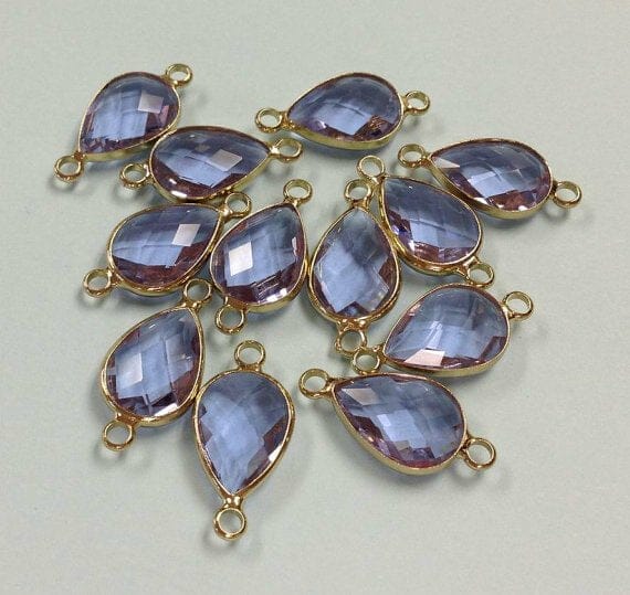 Tear_Drop_Shape_Birthstone_Connector_06_Light_Amethyst Tear Drop Shape Birthstone Connector