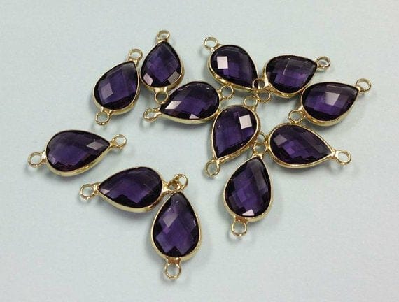 Tear_Drop_Shape_Birthstone_Connector_09_Sapphire Tear Drop Shape Birthstone Connector