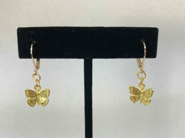 TinyGoldButterflyLevelBackDaintyEarrings Tiny Gold Butterfly Earrings