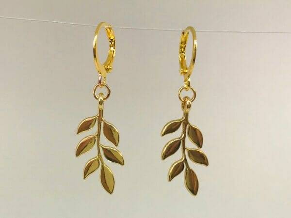 TinyLeafHuggieEarrings Gold leaf earrings FAIRE EARRING WHOLESALE