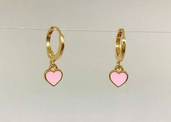 Tinypinkenamelheartetsyearrings Tiny Enamel Heart Earrings
