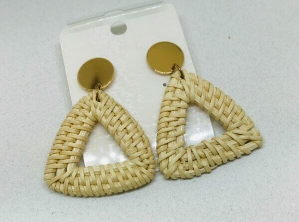 Rattan Triangle Woven Wicker Hoop Earrings