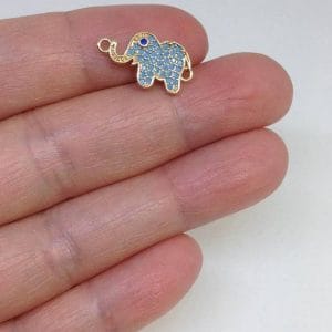 Micro Pave CZ Turquoise Elephant Pendant