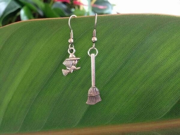 Witch broom earring