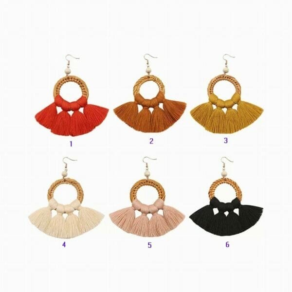 Rattan Woven Circle Earrings