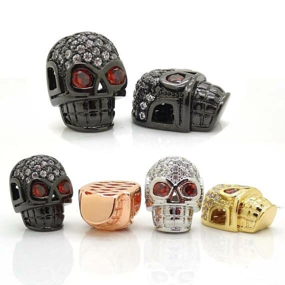 Micro Pave CZ Skull Beads
