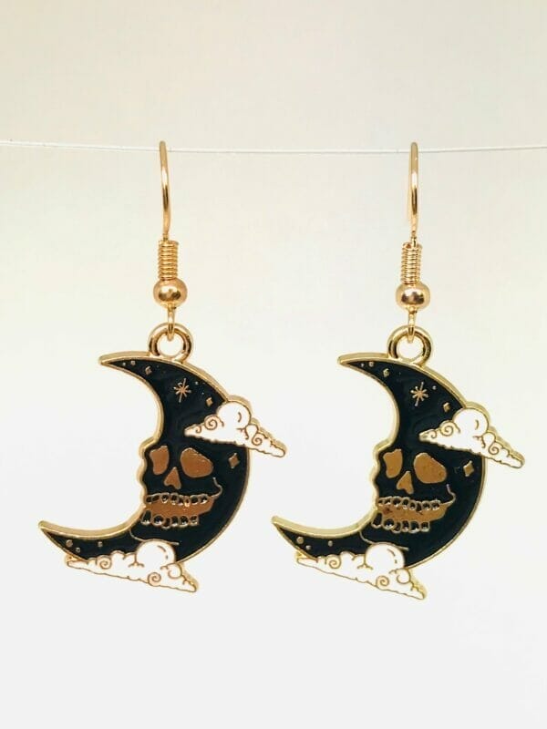 Black Moon Halloween Acrylic Earrings