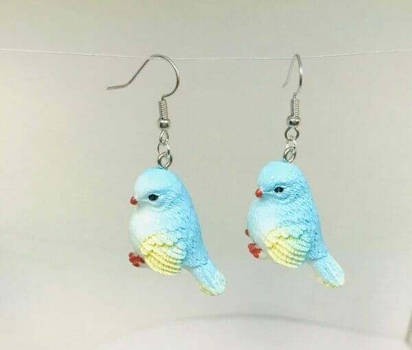 blue_bird_earring Resin Bird Earrings, Spring Cardinal Earrings, Blue Bird Earrings, Red Bird | Green Bird